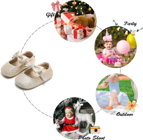 Miniatura 42 de Felix & Flora Zapatos de bebé de suela suave - Zapatos de bebé para caminar, mocasines, suela de goma, zapatos de cuna
