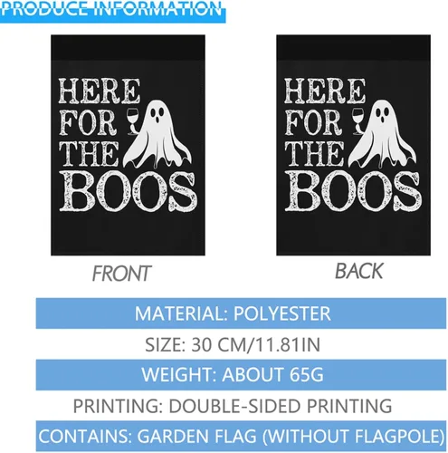 Miniatura 3 de Banderas de Halloween para patio, bandera de jardín The Boo Crew, bandera de jardín de doble cara, tamaño único, banderas retro para casa