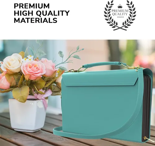 Miniatura 18 de DEHITE Funda para la Biblia para mujer, bolsa de transporte para la Biblia, ranuras para bolígrafos, bolsillo con cremallera, correa para el hombro