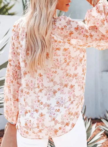 Miniatura 2 de SHEWIN - Blusas casuales, holgadas, de estilo bohemio, mangas largas, con cuello en V y estampado floral para mujer