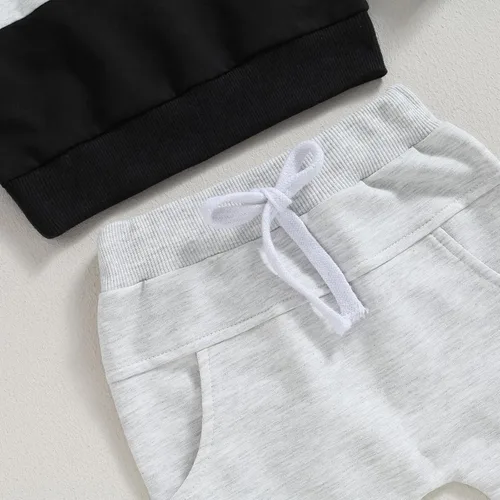 Miniatura 5 de Ropa para bebé recién nacido, con bloques de color, sudadera con capucha, conjuntos de ropa de otoño e invierno, 0-3T