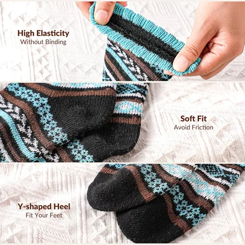 Miniatura 3 de Trifabricy Calcetines de lana - Calcetines de lana cálidos de invierno vintage para mujer, calcetines suaves y acogedores, calcetines de punto