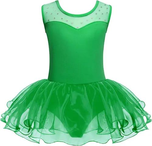 Miniatura 14 de Zaclotre Leotardo de Ballet para Niñas con Espumas Brillantes Sin Mangas de Malla, Vestido de Baile, Tutú, Traje de Bailarina para Niños