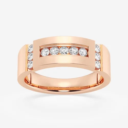 Miniatura 5 de CUSTOMIZE JEWELS 12 ctw Round Lab Grown Diamond Men's Framed Channel Set Wedding Band In 14k Gold
