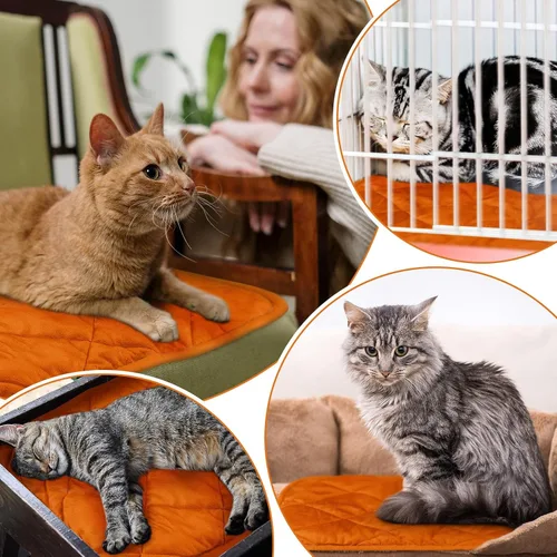 Miniatura 33 de Paquete de 4 Almohadillas Autocalentables para Gatos, Alfombrilla Autocalentable para Perros que Refleja el Calor Corporal, Almohadilla Térmica