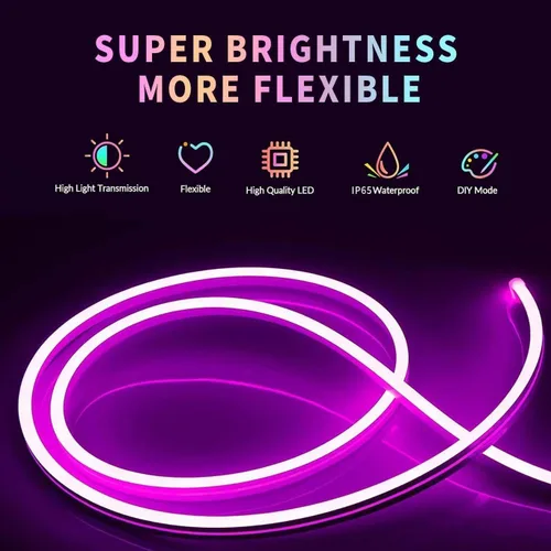 Miniatura 3 de Luces de tira de neón L8star, luces de cuerda de neón LED de 32.8 pies/10m con control remoto APP, luces de tira de neón LED flexibles impermeables