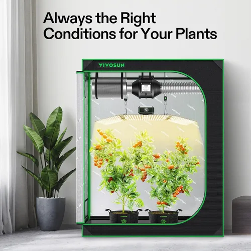 Miniatura 3 de VIVOSUN Kit de tienda de cultivo 2x4, sistema completo de cultivo controlado por WiFi con luz LED de espectro completo, ventilación automática