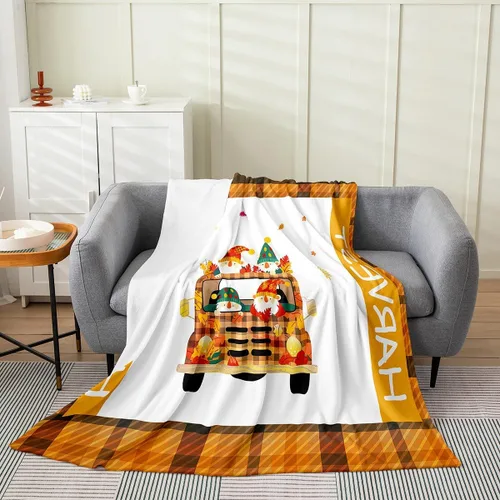Miniatura 27 de Bonita manta de franela de vellón de pavo para cosecha, manta de Acción de Gracias para cama, sofá, decoración de otoño, decoración de otoño, manta