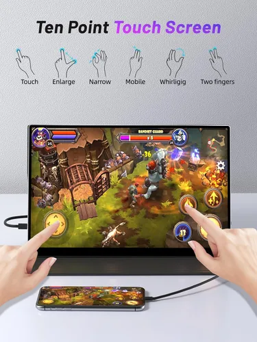 Miniatura 7 de Monitor portátil con pantalla táctil de 15.6" 4K UHD 3840X2160 100000:1 OLED de 10 puntos con pantalla táctil de 10 puntos, con funda protectora