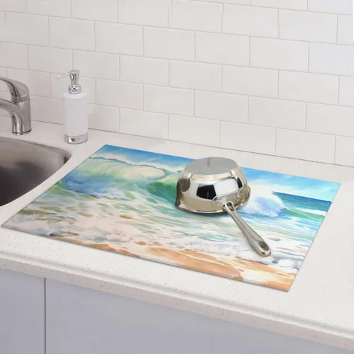 Miniatura 7 de Alfombrillas grandes de secado de platos para encimera de cocina, tapete de secado de cocina de microfibra, almohadilla de drenaje XL, tapete Playa