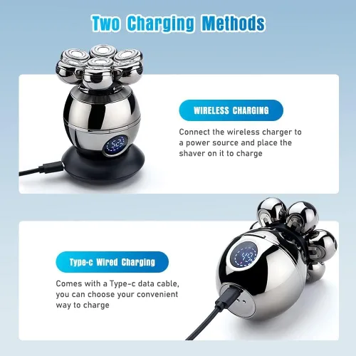 Miniatura 6 de Afeitadoras de cabeza para hombres calvos, afeitadora eléctrica 6 en 1 para hombre, afeitadora eléctrica en seco húmedo y seco, inalámbrica, 7D