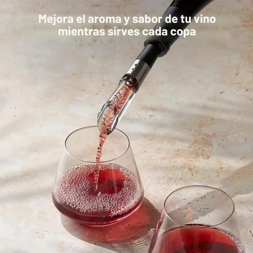 Miniatura 3 de Rabbit W6127 Aireador y vertedor de vino, diseño transparente y acero inoxidable, fácil de usar para mejorar el sabor del vino y un vertido suave