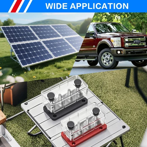 Miniatura 6 de Barra de bus de 150 A, bloque de distribución de energía resistente de 12 V, 4 x 5/16 pulgadas (M8), bloque de terminales de barra de autobús marino