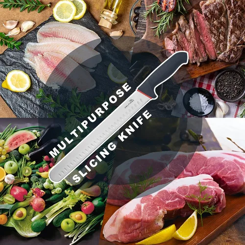 Miniatura 5 de DELFINA - Cuchillo para cortar pechuga de 12 pulgadas con funda y mango de agarre suave, cuchillo afilado de alta calidad para cortar carne, ideal