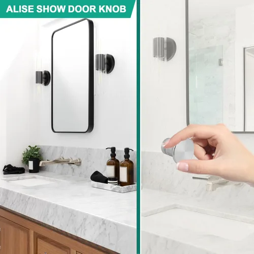 Miniatura 4 de Alise Manija de puerta de ducha, perilla de puertas corredizas de ducha, piezas de repuesto de hardware para puertas de vidrio de baño, acero Níquel