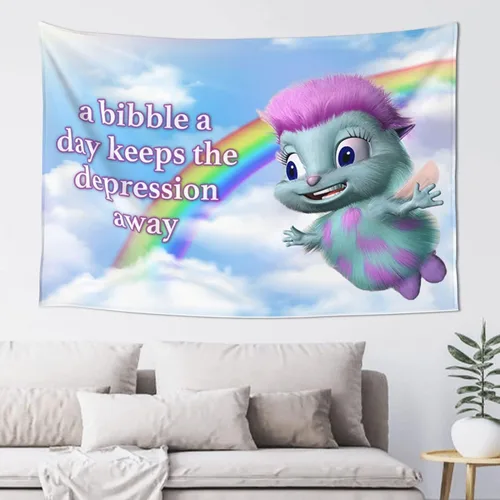 FENDROM Bibble Meme Tapiz Bibble Happiness Novedad Colgante de Pared, Manta Decorativa Divertida Habitación Universitaria Hostal Decoración