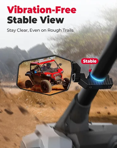 Miniatura 5 de KEMIMOTO Espejos laterales UTV, espejos UTV para barra antivuelco de 1.65 a 2 pulgadas, compatibles con Polaris RZR, Can-Am Maverick X3, Pioneer