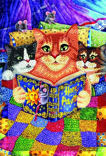 Crystal Art Cuaderno de pintura de diamantes, kit de cuaderno para acostarse con gatitos, crea una funda brillante para cuaderno con cristales, para