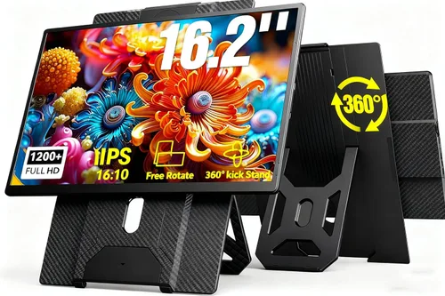 APILDELLA Extensor de monitor portátil de 16.2 pulgadas, pantalla HDR de 1200P con rotación de 360°, segunda pantalla de viaje ultraligera, Plug &