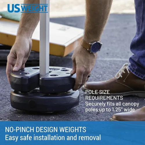Miniatura 4 de US Weight Juego de 4 Pesas para Toldo de 20 Libras con Diseño Anti-Pellizco - Fácil Instalación y Remoción para Asegurar Tiendas de Campaña, Toldos
