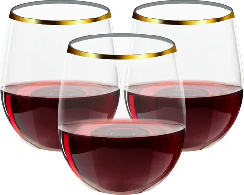 Miniatura 9 de FOCUSLINE Paquete de 32 copas de vino de plástico sin tallo, vasos de vino desechables transparentes de 12 onzas, copas de vino de plástico