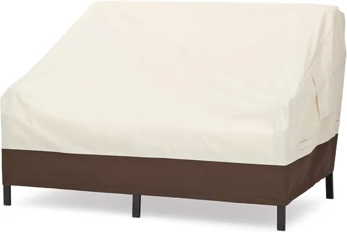 Amazon Basics Fundas para Sofá de Salón Profundo de 2 Plazas, Sofá de Exterior y Muebles de Patio, Impermeables, Anti-UV, Duraderas, Beige/Bronceado