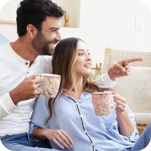Miniatura 5 de Juego de 4 tazas Corona Perfecto para los amantes del café y el té Amani 12.8 oz - 380cc Cerámica Decoración de oro rosa
