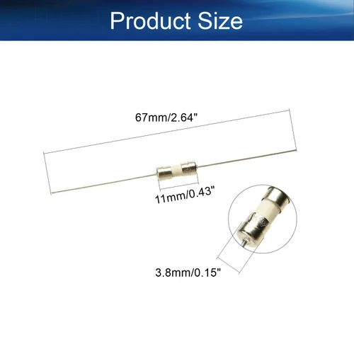 Miniatura 2 de Bettomshin 20 fusibles de plomo axial de tubo de cerámica T1A de 250 V, 0.142 x 0.394 in/0.14 x 0.39 pulgadas, fusible de fusión lenta de retardo