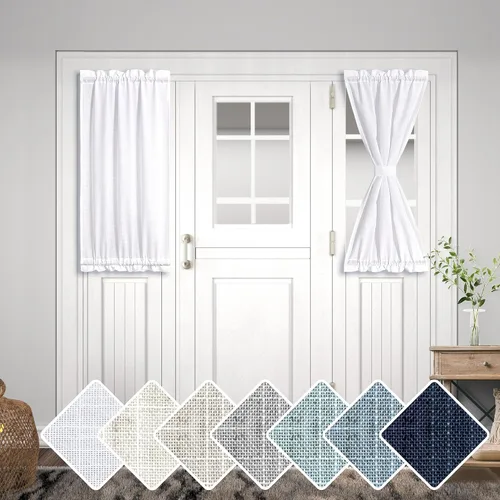 Miniatura 20 de KOUFALL Cortinas de luz lateral para puerta de 72 pulgadas de largo para ventanas laterales, mezcla de lino, protección de privacidad, filtrado