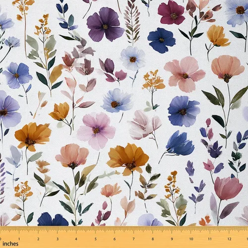 Miniatura 22 de Feelyou Tela de Flores Groovy por Yarda 1 Yarda Niños Retro Floral Boho Tela de Tapicería para Sillas para Niños Niñas Adolescentes Años 70 Hippie