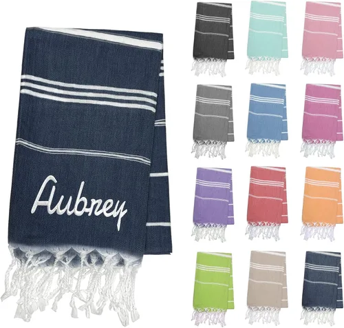 Toallas de playa de algodón personalizadas con borlas para adultos, de gran tamaño, 39 x 70 pulgadas, toalla de playa turca personalizada con nombre