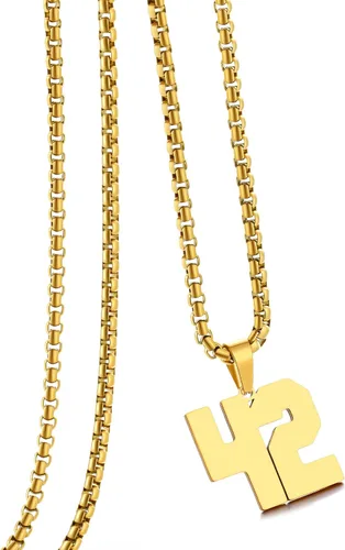 Miniatura 23 de Collar de Número Dorado para Hombre, Cadena de Acero Inoxidable con Colgante de Número para Atletas, Joyería Deportiva Personalizada para Niños