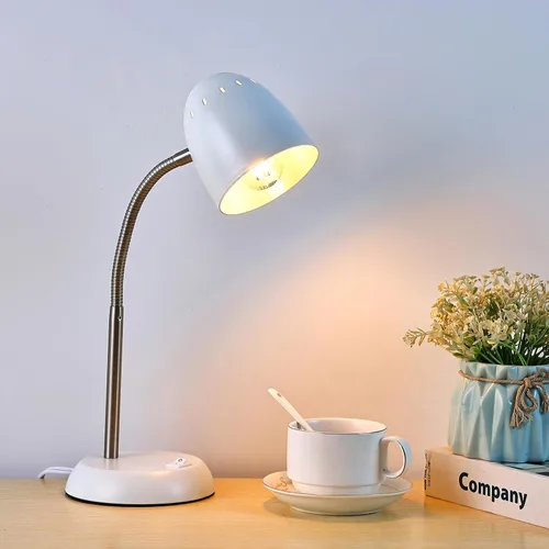 Miniatura 9 de Lámpara de mesa de diseños simples para cuidar los ojos, lámpara de escritorio básica de metal LED E26 con cuello de ganso flexible, lámpara