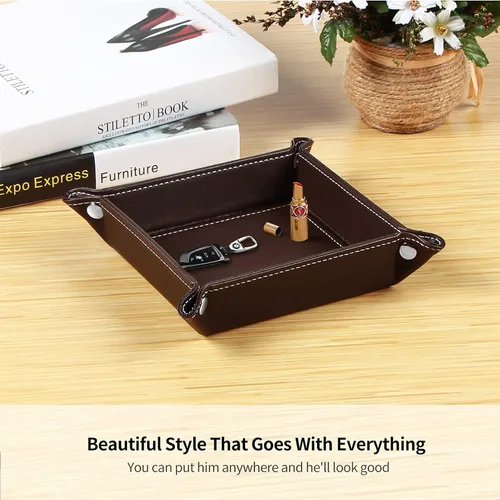 Miniatura 28 de Cuenco para llaves para hombres, soporte para entrada, mesita de noche, bandeja de valet para cosas de bolsillo, organizador de mesita de noche