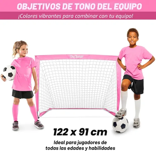 Miniatura 6 de GoSports - Arcos de fútbol portátiles para niños, 13 opciones de color, elige 4 x 3 pies o 6 x 4 pies, redes desplegables de tono de equipo para Rosa