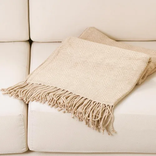 Miniatura 2 de NOVICA Manta de mezcla de alpaca tejida a mano, color beige, "Sandy Passion