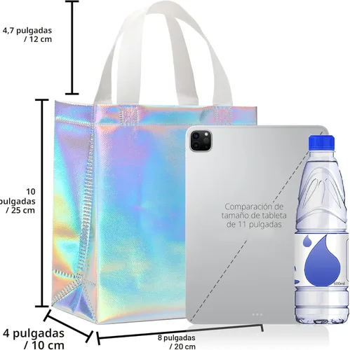 Miniatura 2 de KeerxunBag 12 piezas de bolsas de regalo reutilizables (incluye papel de seda) Bolsa de regalo con asa para cumpleaños, fiestas, días festivos
