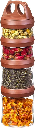 Miniatura 23 de SELEWARE Contenedores apilables portátiles de almacenamiento de alimentos para aperitivos, fórmula en polvo y bebidas, sistema de bloqueo giratorio