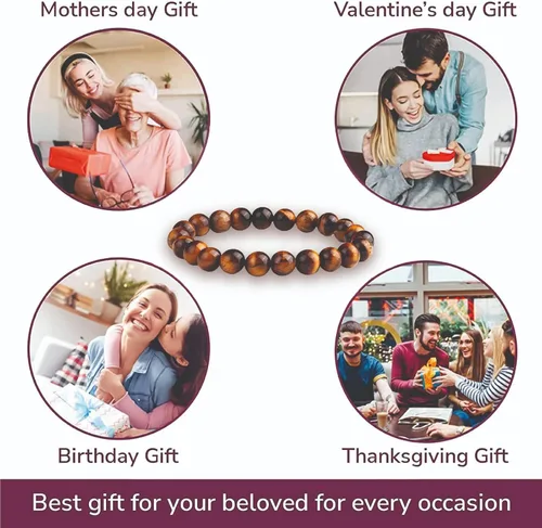 Miniatura 51 de Crystal Vibe Pulseras de cuentas de 0.315 in para mujeres y hombres, pulseras de cristal con piedras preciosas naturales, tamaño elástico ajustable