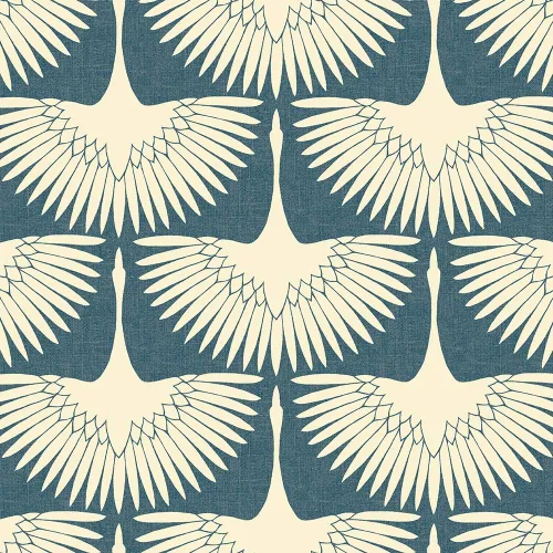 Tempaper x Genevieve Gorder Denim Blue Feather Flock - Papel pintado extraíble para despegar y pegar, 20.5 x 16.5 pies, fabricado en los Estados