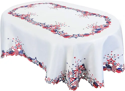 Miniatura 3 de Mantel patriótico bordado del 4 de julio para el Día de la Independencia de Estados Unidos (redondo de 69 pulgadas)