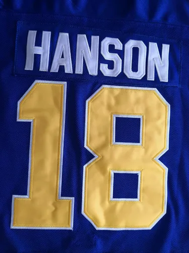 Miniatura 9 de Phoneutrix Hanson Brothers Charlestown Chiefs 16 Jack 17 Steve 18 Jeff Slap Shot Movie Hockey Jersey Azul