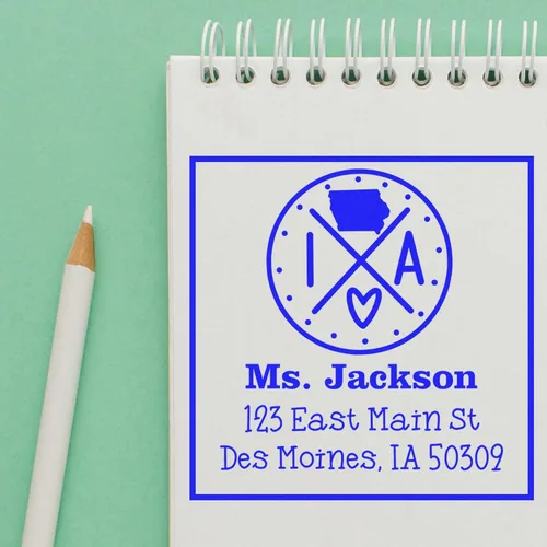 Miniatura 99 de Sello entintado moderno con nombre y dirección del estado de Alabama – Sello de dirección de devolución personalizado para invitaciones de despedida