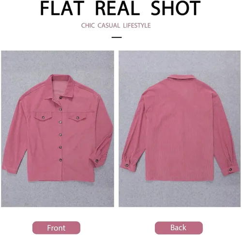 Miniatura 5 de ZOLUCKY Women's Casual Plus Size Shacket Jacket Long Sleeve Button Down Shirts Blouses Tops
