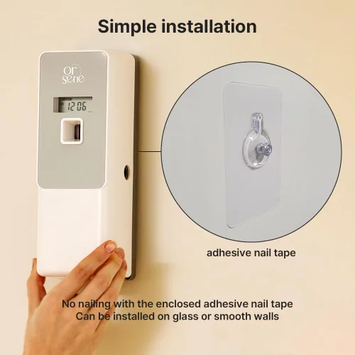Miniatura 9 de Dispensador automático de fragancias LCD, montaje en pared/ABS de pie, dispensador de ambientador automático programable en aerosol para baño, Gris