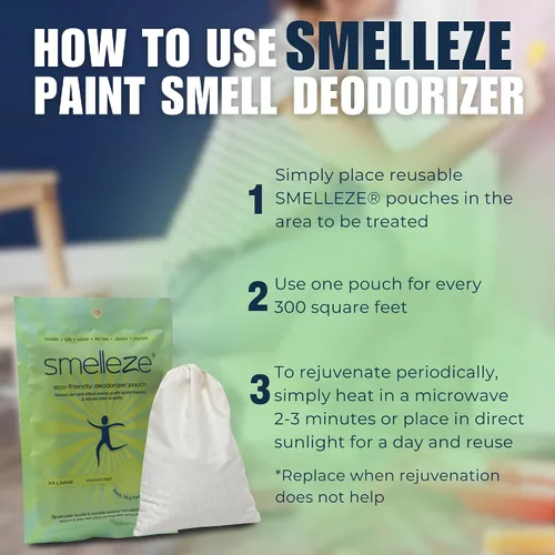 Miniatura 5 de SMELLEZE Bolsa desodorante eliminadora de olores de pintura, absorbente de olores de pintura reutilizable para el hogar, deshazte del olor a pintura