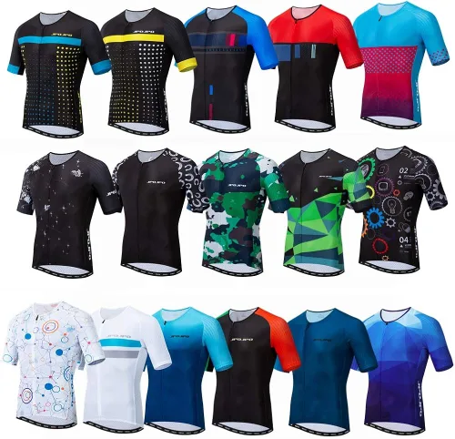 Miniatura 8 de JPOJPO Maillot de ciclismo para hombre, camisetas de ciclismo S-3XL, poliéster, cremallera reflectante, 4 bolsillos