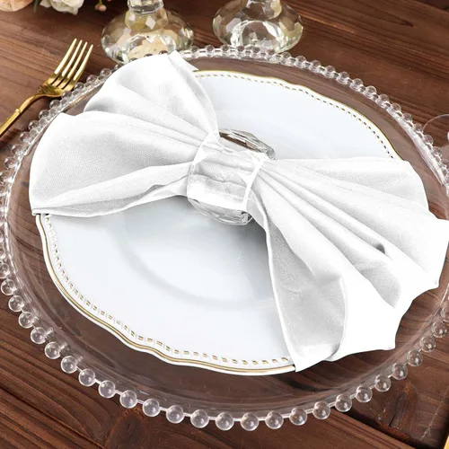 Miniatura 7 de Efavormart Juego de 25 Servilletas de Tela, Servilletas de Cena Blancas Sin Costuras de 20x20 Pulgadas, Servilletas de Mesa de Lino Lavables