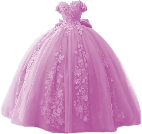 Miniatura 4 de TRHTX Vestidos de quinceañera con cuentas de encaje, vestido de baile con hombros descubiertos, vestidos de graduación 2022 Sweet 15 16 para mujer