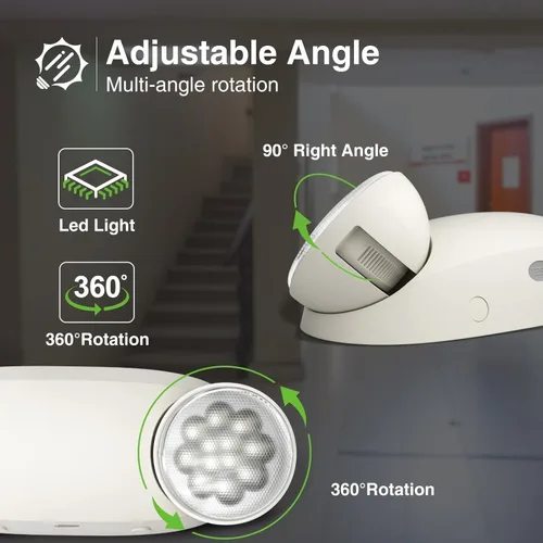 Miniatura 3 de FREELICHT Paquete de 4 luces de emergencia para negocios, con batería de respaldo, cable duro, certificado UL 924, CA 120/277V, iluminación
